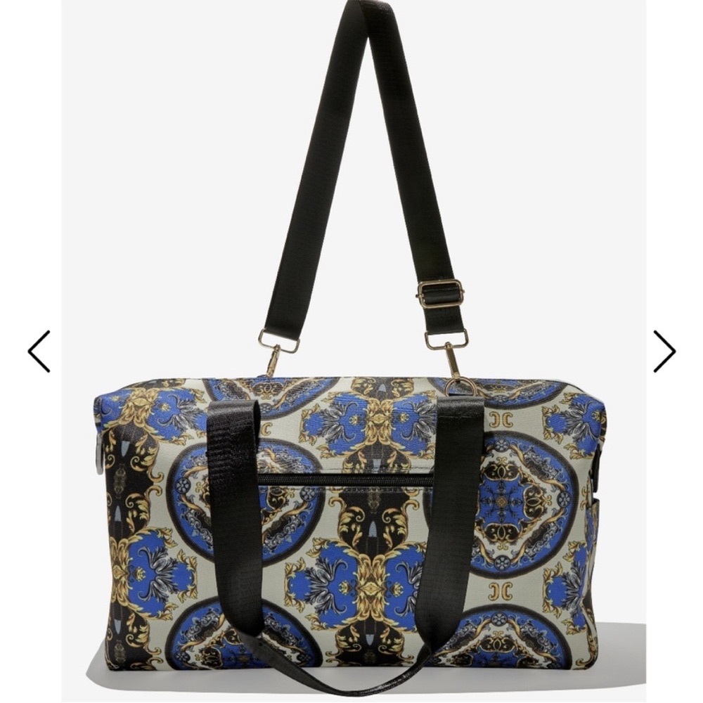 Vibrant Blue and Black Patterned Tote